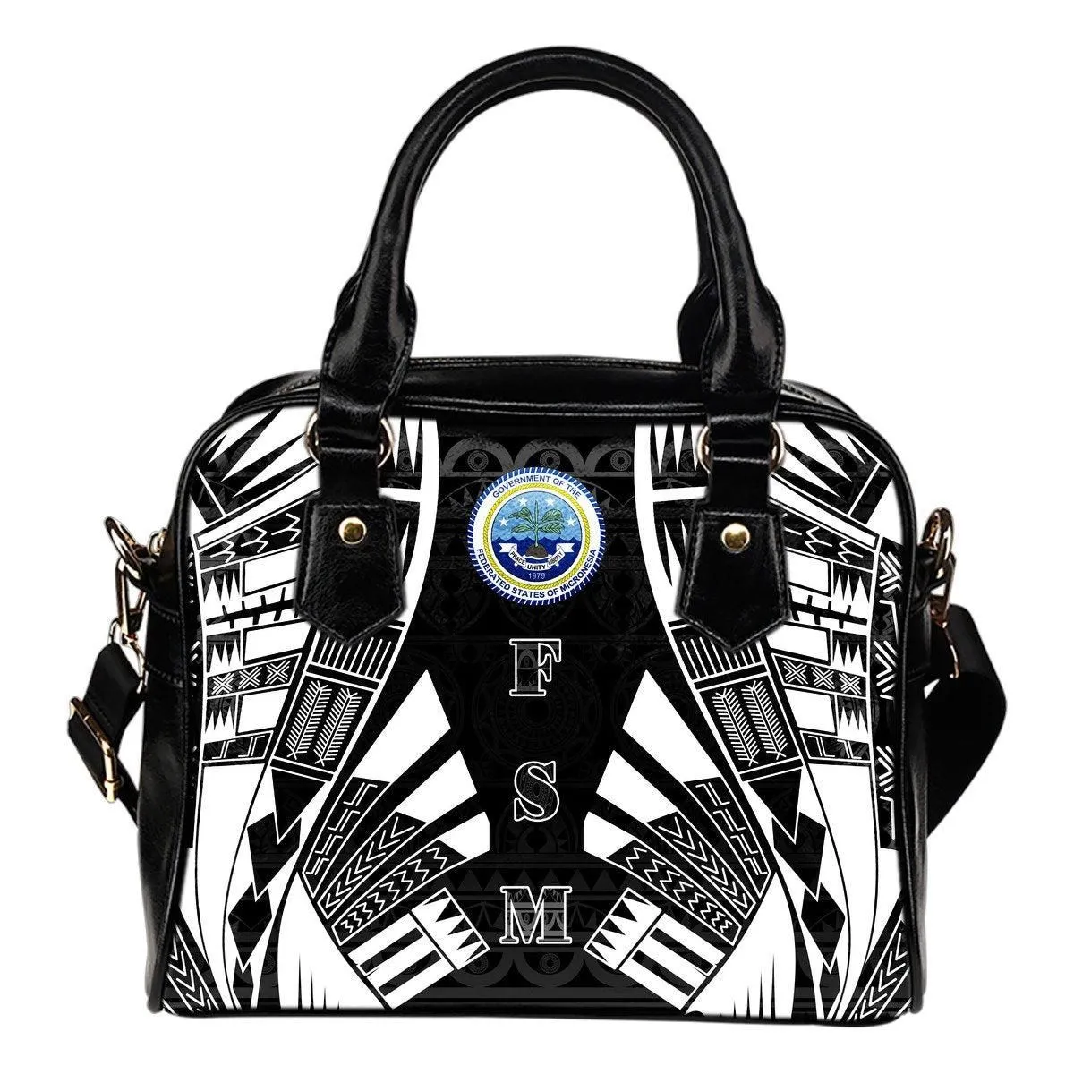 Federated States Of Micronesia Shoulder Handbag - Polynesian Tattoo Black