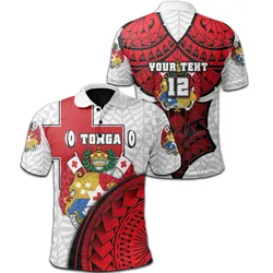 (Custom Personalised) Tonga Rugby Polo Shirt Polynesian Armor Style - White
