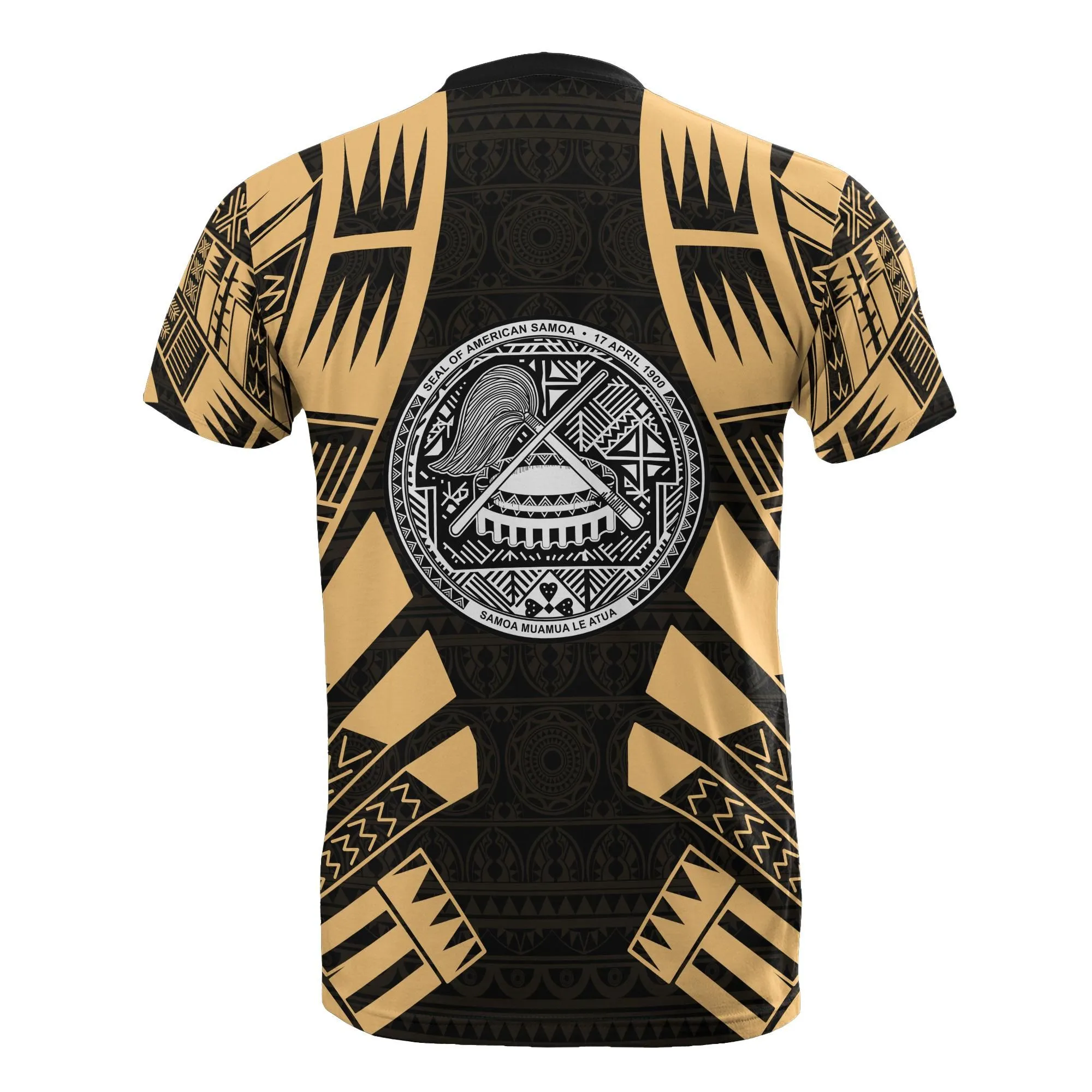 American Samoa T Shirt - American Samoa Seal Polynesian Tattoo Gold Style