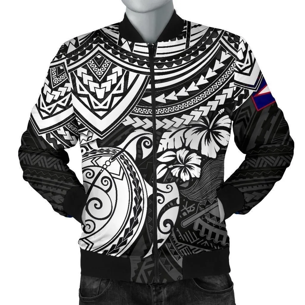 Alohawaii Jacket - Bomber Jacket American Samoa Polynesian - Black Turtle - BN15