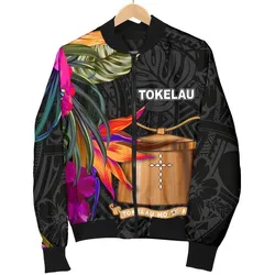 Tokelau Mens Bomber Jacket - Polynesian Hibiscus Pattern