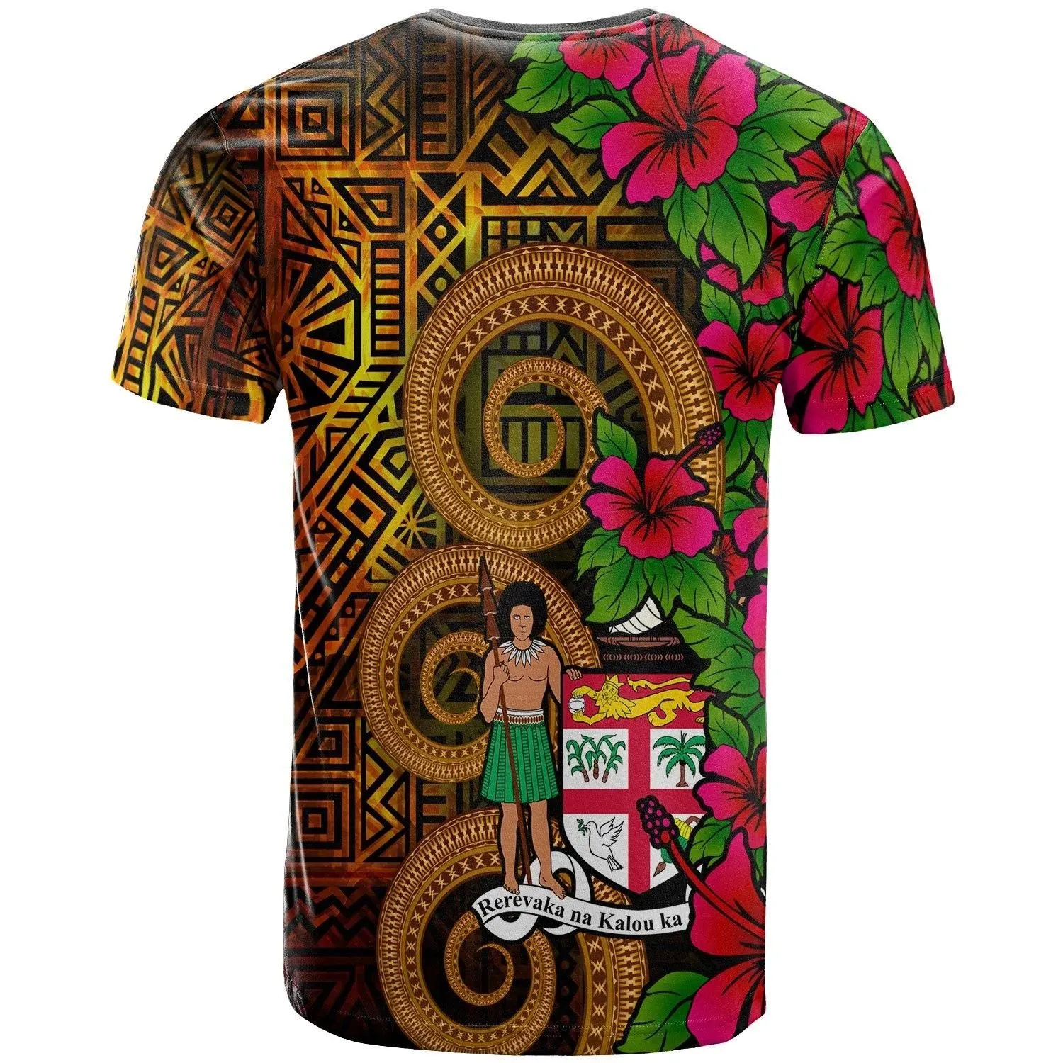Fiji Polynesian Custom Personalised T-Shirt - Hibiscus Vintage - BN12