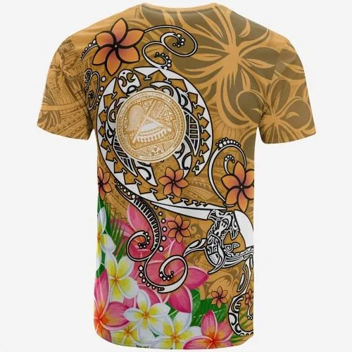 American Samoa Polynesian T-Shirts - Turtle Plumeria (Gold)