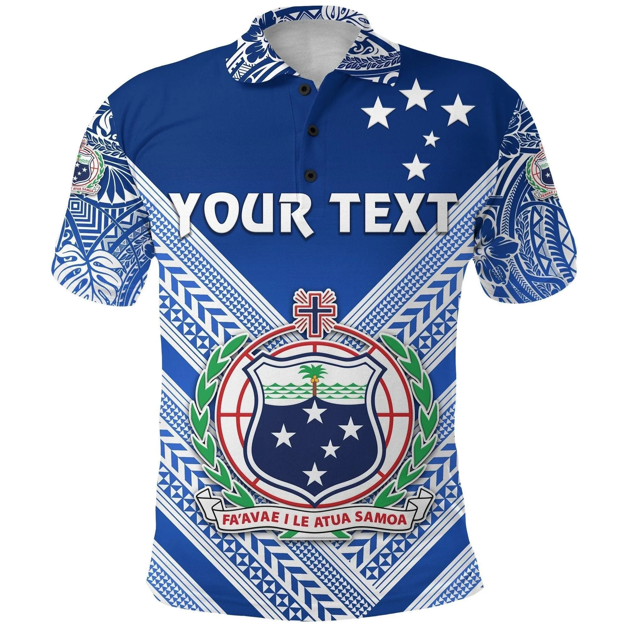 (Custom Personalised) Manu Samoa Rugby Polo Shirt Creative Style - Full Blue