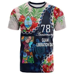 (Custom Personalised) Guam Liberation Day T Shirt Latte Stone Hibiscus Painting LT9