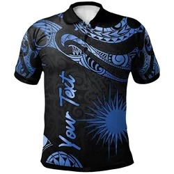 Marshall Islands Polynesian Custom Personalised Polo Shirt - Poly Tattoo Blue Version
