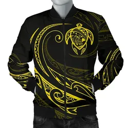Alohawaii Jacket - Hawaii Turtle Map Polynesian Mens Bomber Jacket - Yellow - Frida Style - AH J9