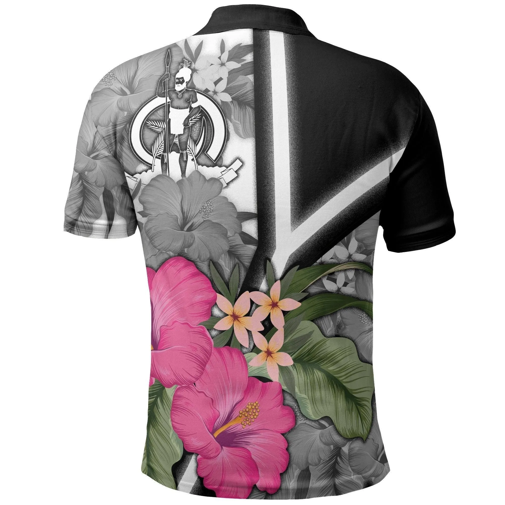 Vanuatu Polo Shirts - Vanuatu Flag with Hibiscus (White)