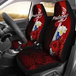 Philippines Polynesian Car Seat Covers - Coat Of Arm With Hibiscus