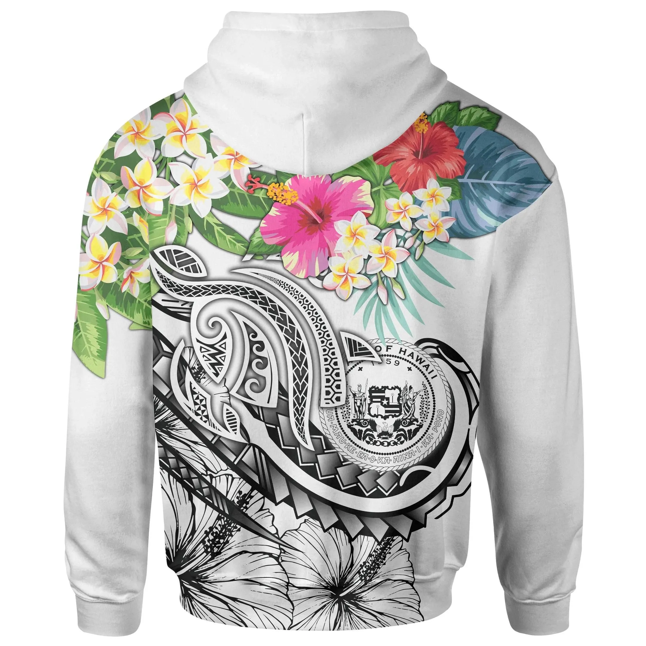 Alohawaii Clothing - Hoodie Polynesian Hawaii - Summer Plumeria (White) - BN15