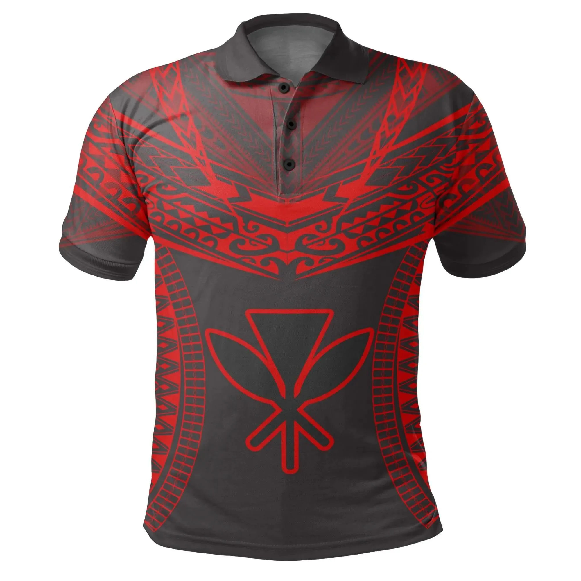 Alohawaii Shirt - Hawaiian Kanaka Map Football Jersey Polo Shirt - Grey And Red - Roger Style - AH - J2