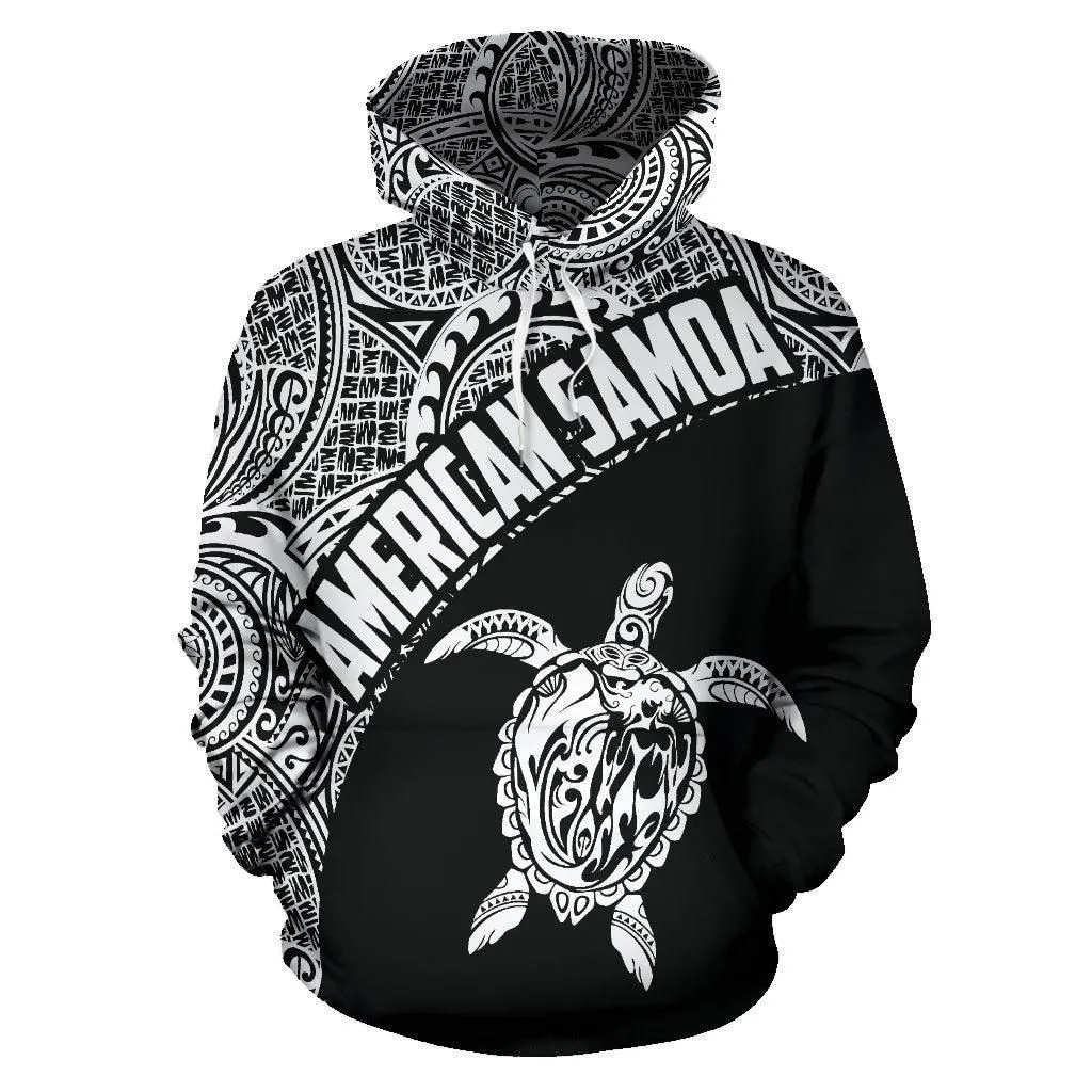 American Samoa Hoodie - American Samoa Turtle Mermaid Polynesian Tattoo White Version