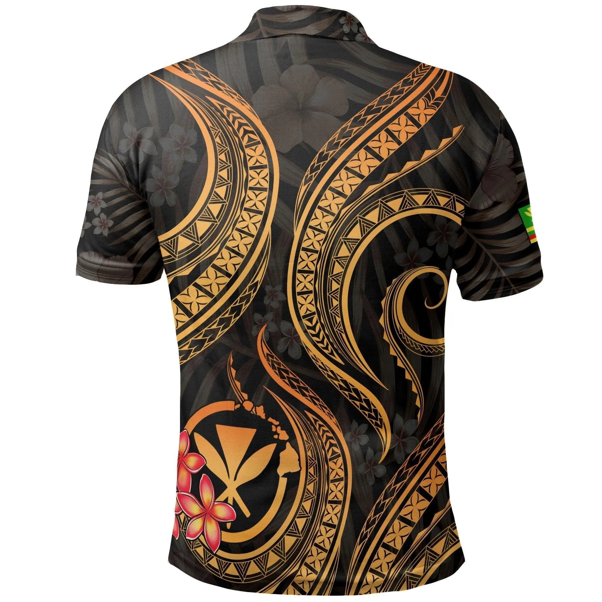 Polynesian Hawaii Polo Shirt - Gold Plumeria