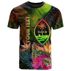 Guam Polynesian Personalised T shirt - Hibiscus and Banana Leaves
