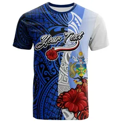 Solomon Islands Polynesian Custom Personalised T-shirt - Coat Of Arm With Hibiscus Blue - BN12