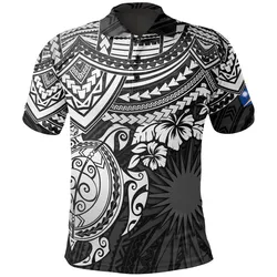Marshall Islands Polo Shirt - Marshall Islands FLag White Turtle Hibiscus