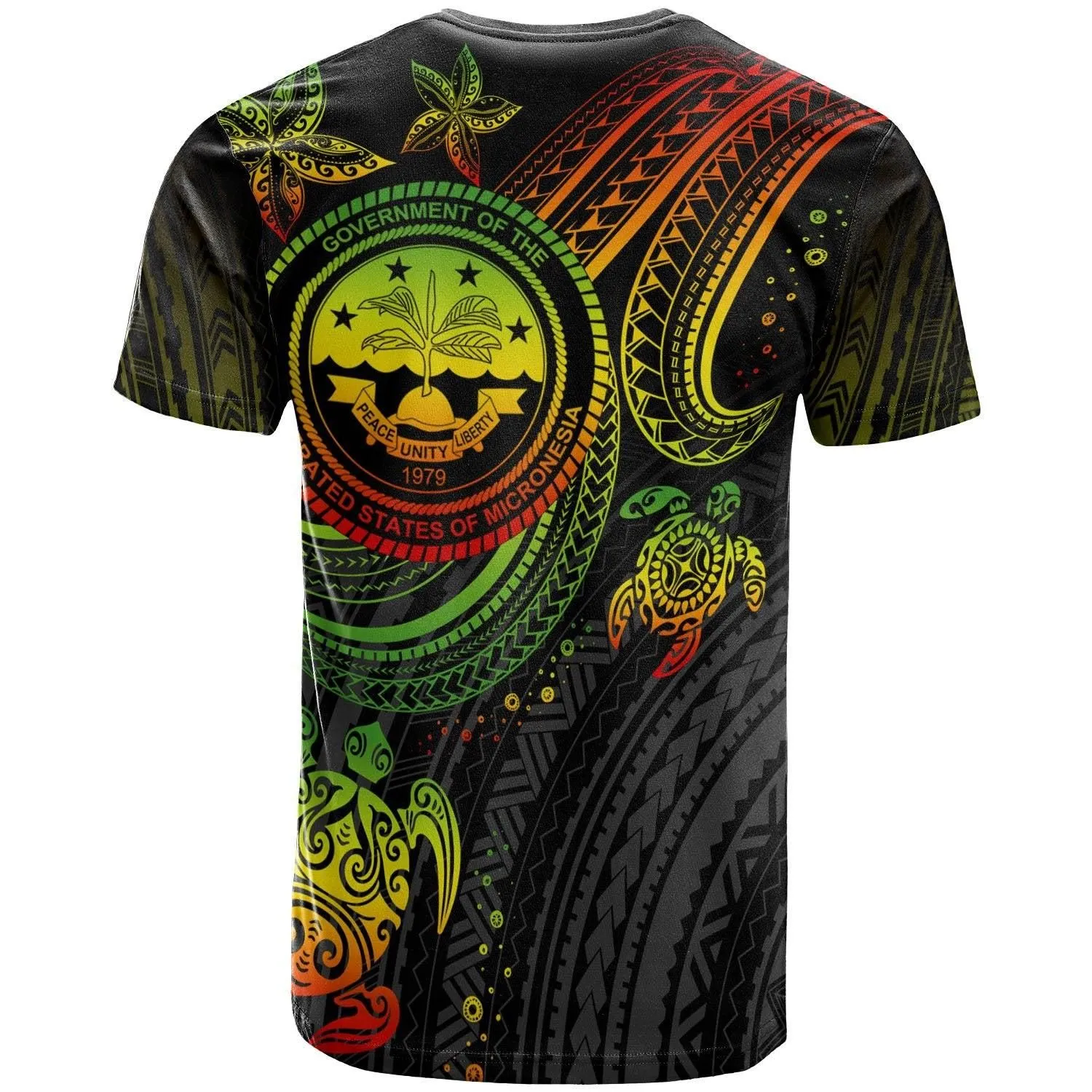 Federated States of Micronesia Custom Personalised T-shirt - Coat Of Arm with Reggae Turtle