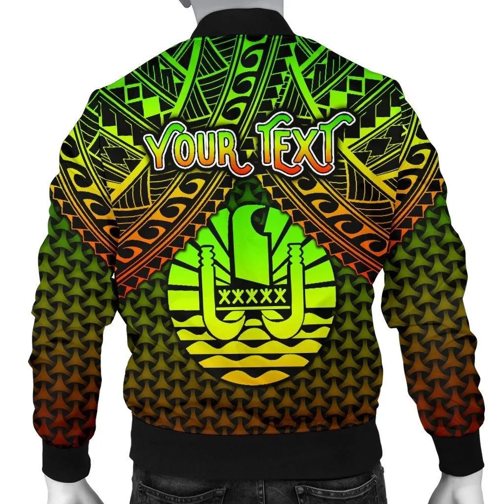 Polynesian Tahiti Personalised Mens Bomber Jacket - Reggae Vintage Polynesian Patterns