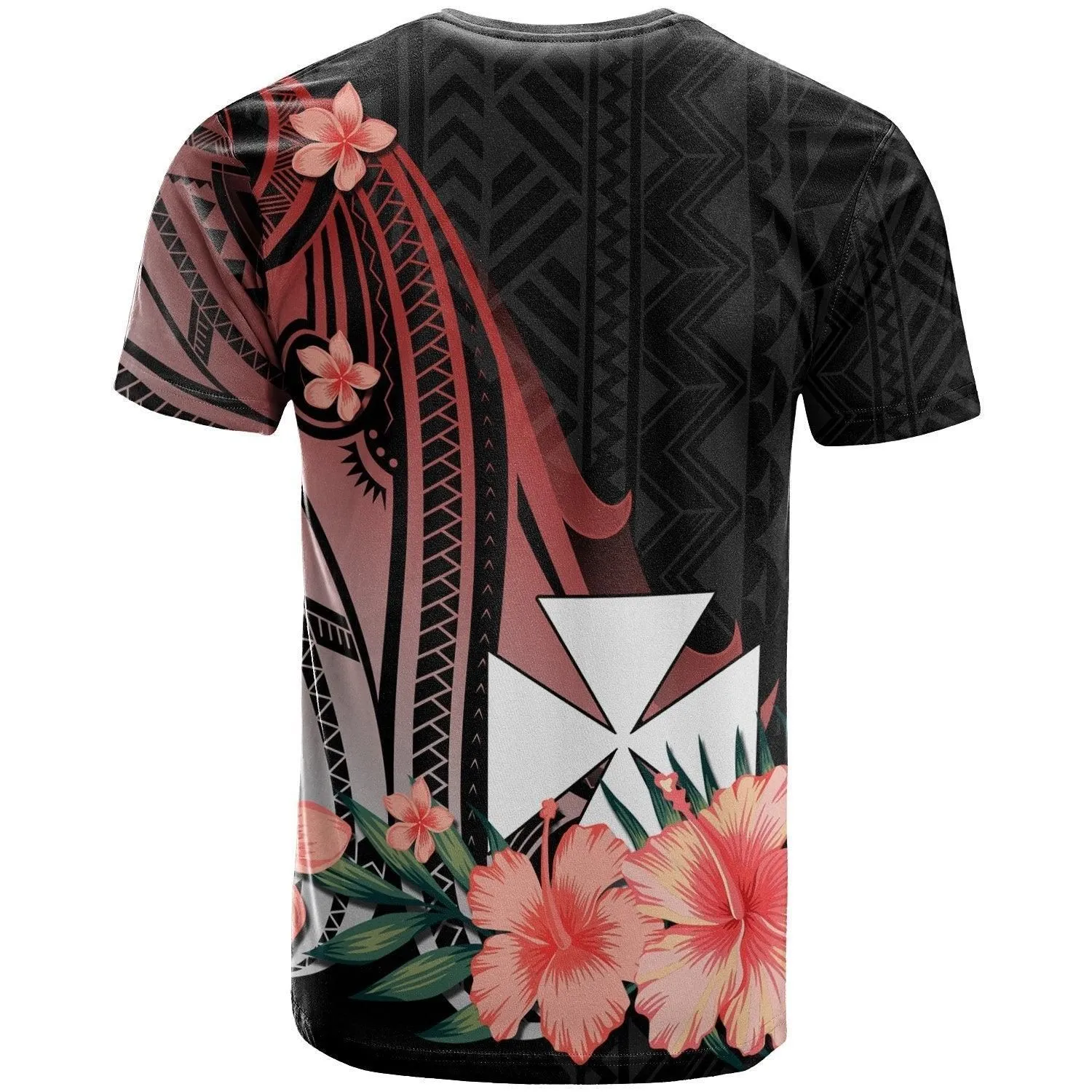 Wallis and Futuna Personalised Custom T shirt - Red Polynesian Hibiscus Pattern Style