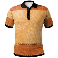 Polynesian Polo Shirt - Hibiscus And Turtle Vintage Pattern
