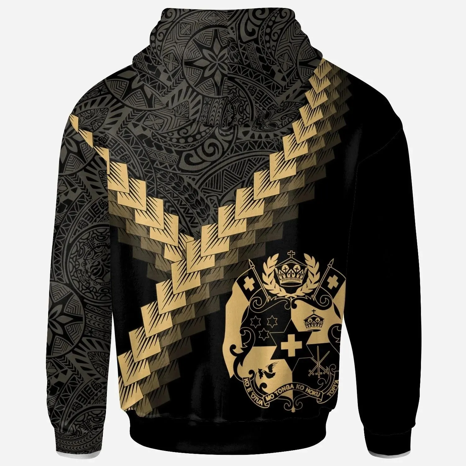Alohawaii Clothing - Hoodie Tonga - Tonga Coat Of Arms With Polynesian Tattoo Gold - BN22
