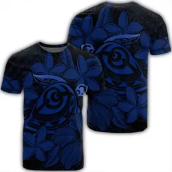 Alohawaii Tee - Hawaiian Turtle Hibiscus Plumeria Kanaka Polynesian T-Shirt Blue - Soft Style - AH - J4R