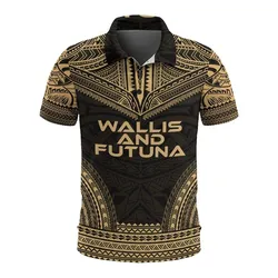 Wallis and Futuna Polo Shirt - Wallis and Futuna Coat Of Arms Polynesian Chief Tattoo Gold Version