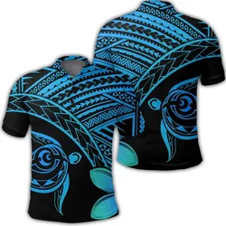 Alohawaii Shirt - Hawaiian Turtle Plumeria Kakau Polynesian Quilt Polo Shirt Blue AH - J0R