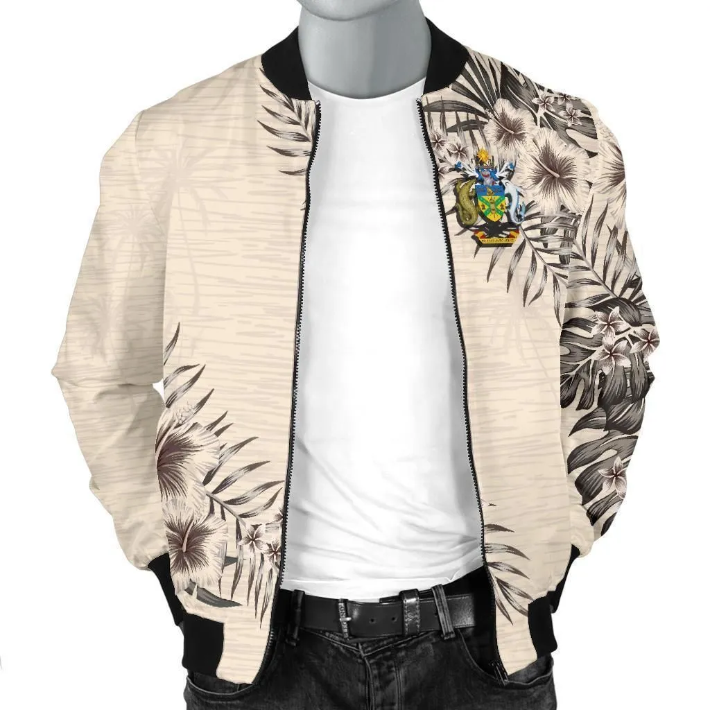 Solomon Islands Mens Bomber Jacket - The Beige Hibiscus