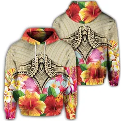 Hawaiian Manta Ray Tropical Hibiscus Plumeria Polynesian Hoodie