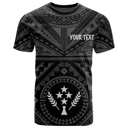 Kosrae Personalised T-Shirt - Kosrae Flag In Polynesian Tattoo Style (Black)