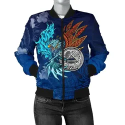 Alohawaii Jacket - Bomber Jacket American Samoa Polynesian - Blue Polynesian Eagle - BN15