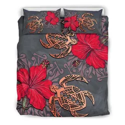 Hawaii Turtle Hibiscus Polynesian Bedding Set - Khoi Style - AH