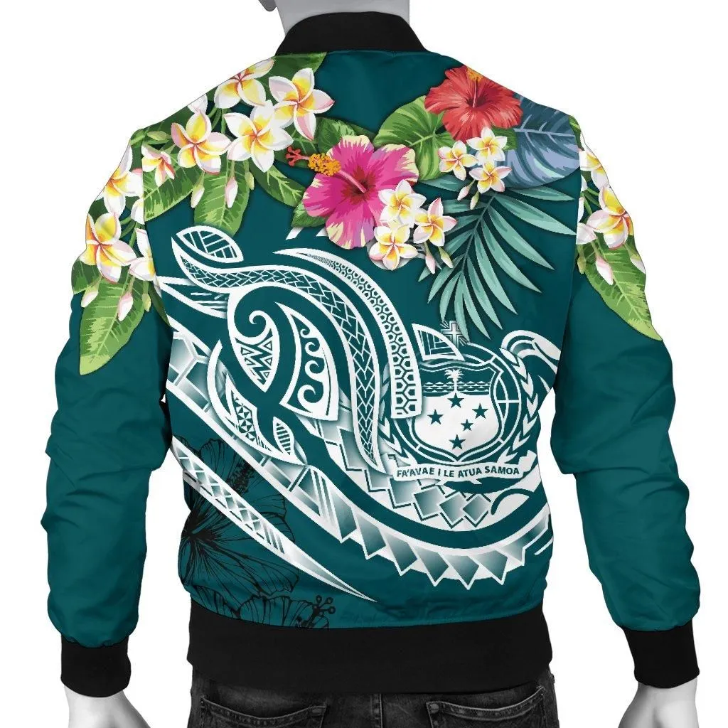 Samoa Polynesian Mens Bomber Jacket- Summer Plumeria
