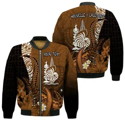 (Custom Personalised) New Caledonia Bomber Jacket Nautilus Gold Polynesian Hibiscus LT13