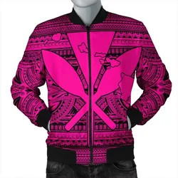 Hawaiian Kanaka Polynesian Tribal Bomber Jacket Reggae Color Pink