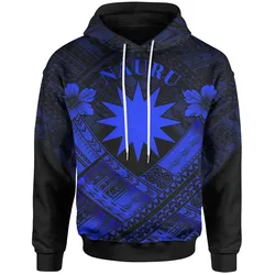 Nauru Polynesian Hoodie- Nauru Blue Seal Camisole Hibiscus Style - BN18