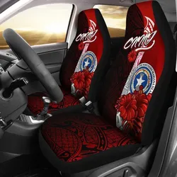 Northern Mariana Islands Polynesian Car Seat Covers - Coat Of Arm With Hibiscus