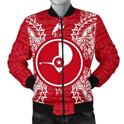 Yap Polynesian Mens Bomber Jacket Map Red White