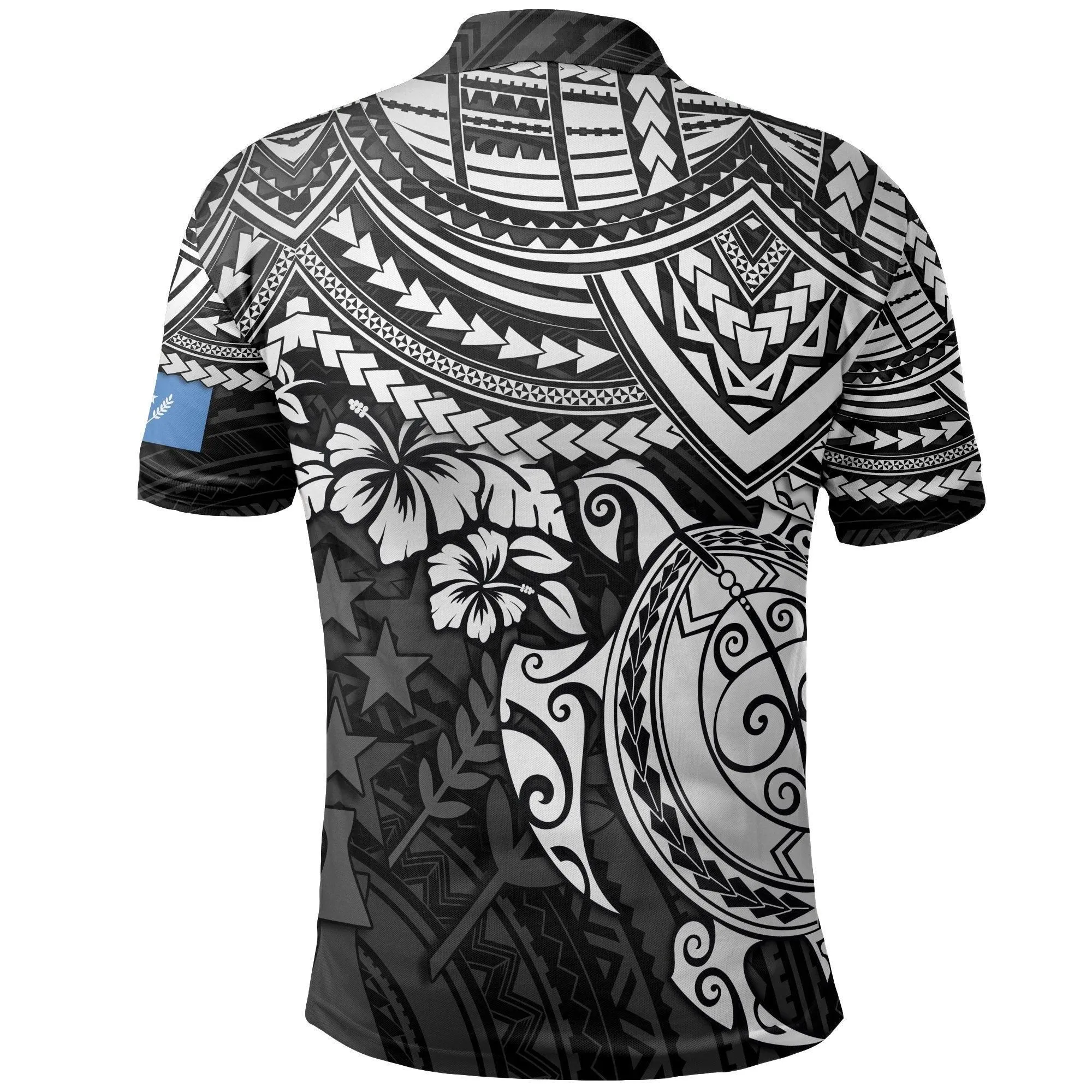 Kosrae Polo Shirt - Kosrae Flag White Turtle Hibiscus