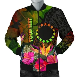 Cook Islands Polynesian Personalised Men's Bomber Jacket -  Hibiscus and Banana Leaves - BN15
