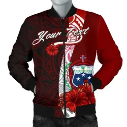 Samoa Polynesian Custom Personalised Mens Bomber Jacket - Coat Of Arm With Hibiscus