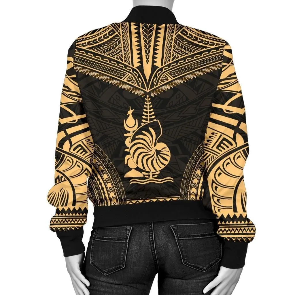Alohawaii Jacket - Bomber Jacket New Caledonia Polynesian Chief - Gold Version - Bn10