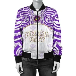 Hawaii Bomber Jacket - Kanaka Pearl City High School Womens Bomber Jacket Demodern Style AH
