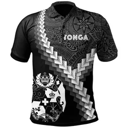 Alohawaii Shirt - Polo Shirt Tonga - Coat Of Arms With Polynesian Tattoo White - BN22