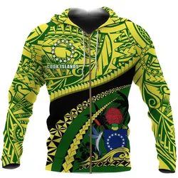 Cook Islands Zip Polynesian Tattoo Unisex 3D Zip Hoodie All Over Print Kbazl