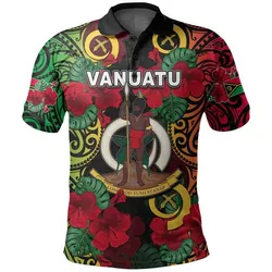 Vanuatu And Hibiscus Polo Shirt  LT6