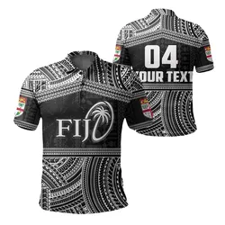(Custom Personalised) Fiji Rugby Polynesian Patterns Polo Shirt White