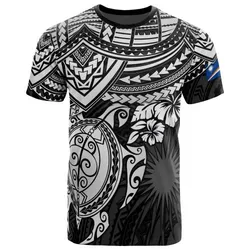 Marshall Islands Polynesian T shirt - Marshall Islands Flag White Turtle Hibiscus