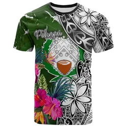 Pohnpei T-Shirt White - Turtle Plumeria Banana Leaf - BN11